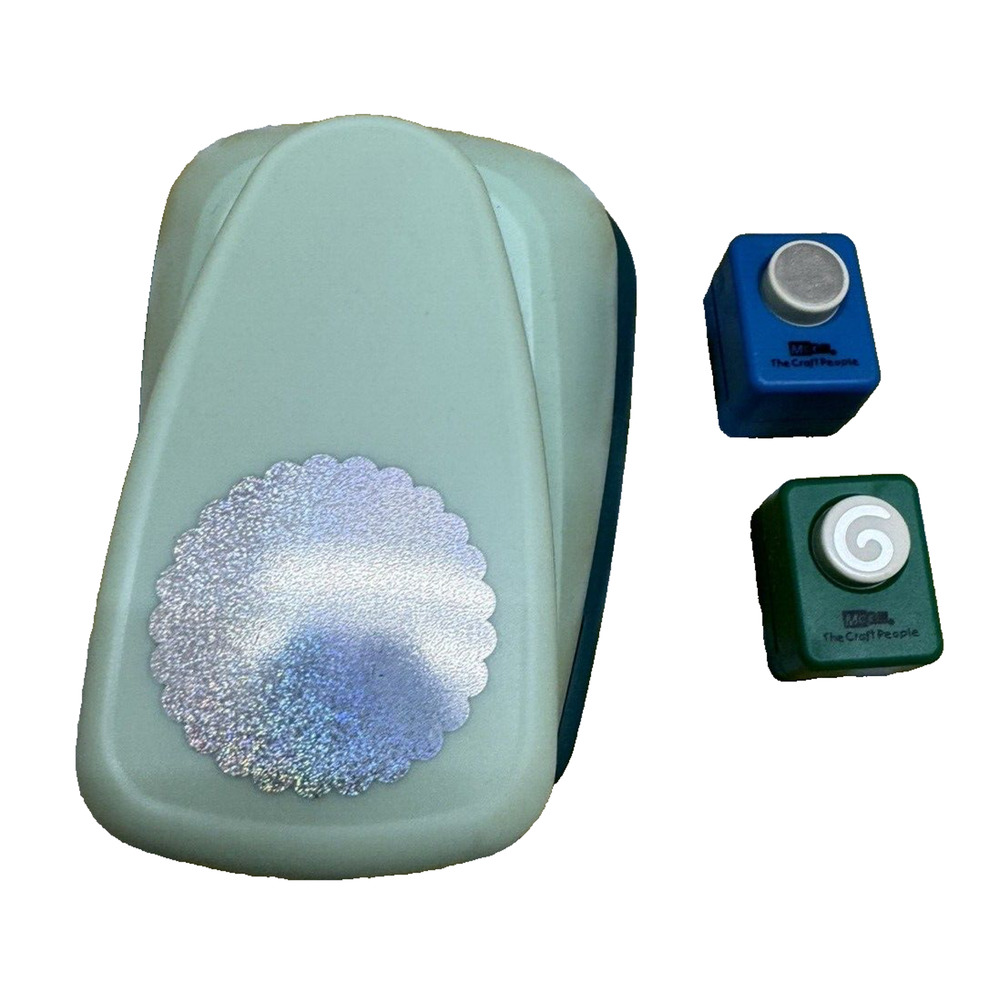 Marvy Uchida EUC LARGE Scalloped Oval 2" Mega Clever Lever Craft Punch + LOT